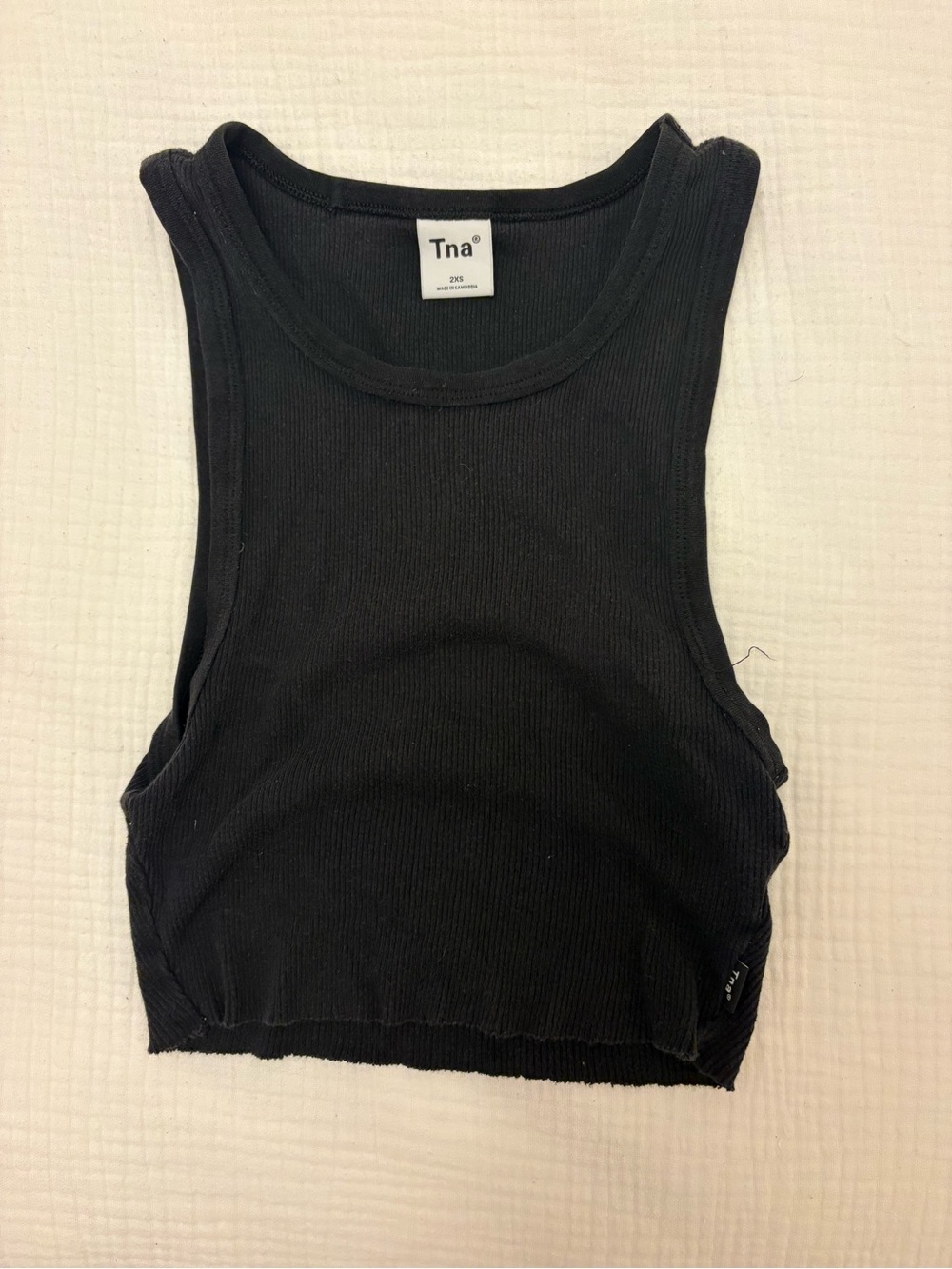 TNA Black Ribbed Cropped Tank